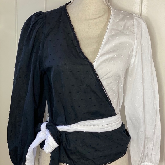 Anthropologie X Farm Rio Colorblocked Wrap Blouse - Picture 2 of 5